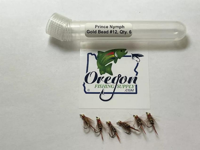 Prince Nymph Gold Bead, 6 Fly in a protective tube by OFS for Freshwater, Trout, Bass, Steelhead/Salmon
