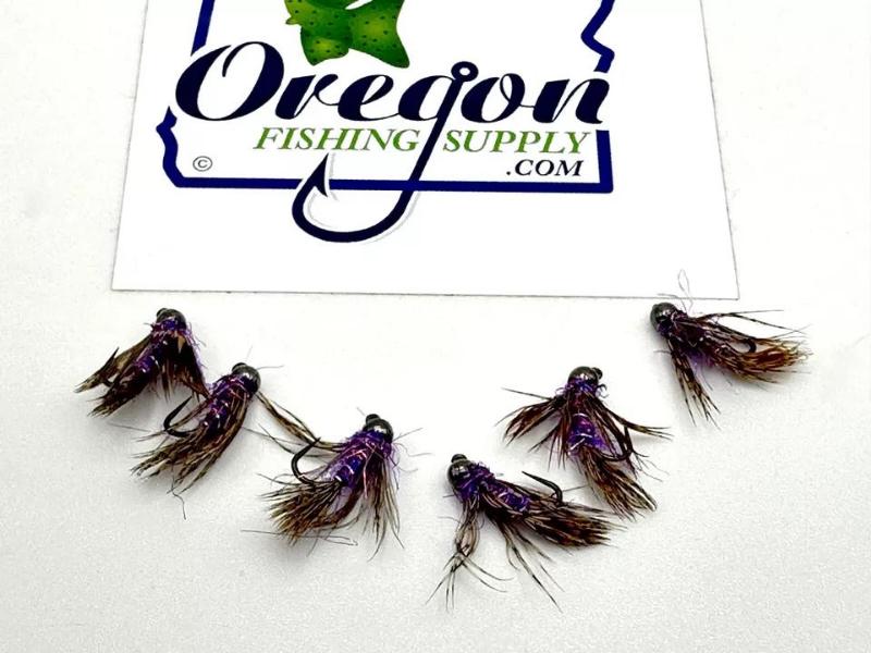 Purple Ale Tungsten Beadhead, 6 Tungsten Fly in a protective tube by OFS for Freshwater, Trout, Bass, Steelhead/Salmon