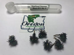 Steelhead Hammer Black #8 and #10, 6 Flies in a protective tube, by OFS for Freshwater, Trout, Bass, Steelhead/Salmon