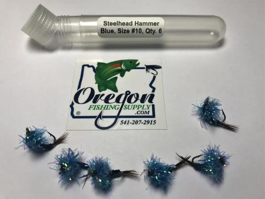 Steelhead Hammer Blue #8 and #10, 6 Flies in a protective tube, by OFS for Freshwater, Trout, Bass, Steelhead/Salmon
