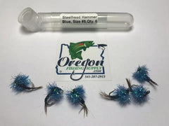 Steelhead Hammer Blue #8 and #10, 6 Flies in a protective tube, by OFS for Freshwater, Trout, Bass, Steelhead/Salmon