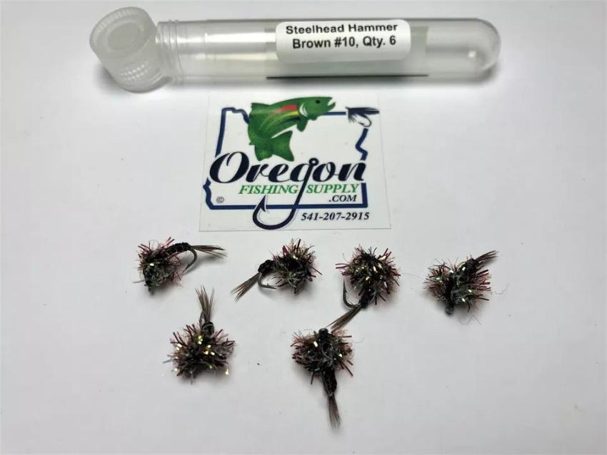 Steelhead Hammer Brown #8 and #10, 6 Flies in a protective tube, by OFS for Freshwater, Trout, Bass, Steelhead/Salmon