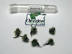 Steelhead Hammer Olive #8 and #10, 6 Flies in a protective tube, by OFS for Freshwater, Trout, Bass, Steelhead/Salmon