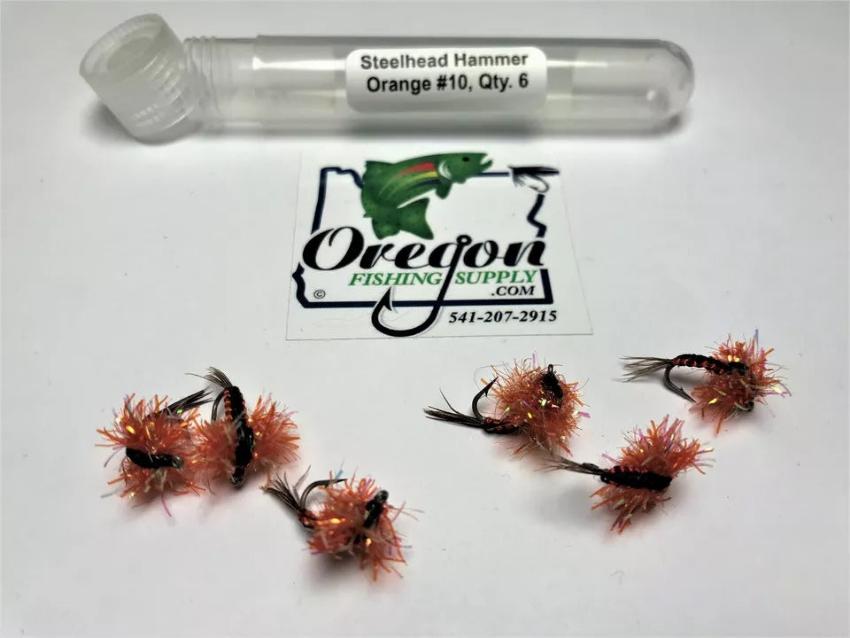 Steelhead Hammer Orange #8 and #10, 6 Flies in a protective tube, by OFS for Freshwater, Trout, Bass, Steelhead/Salmon