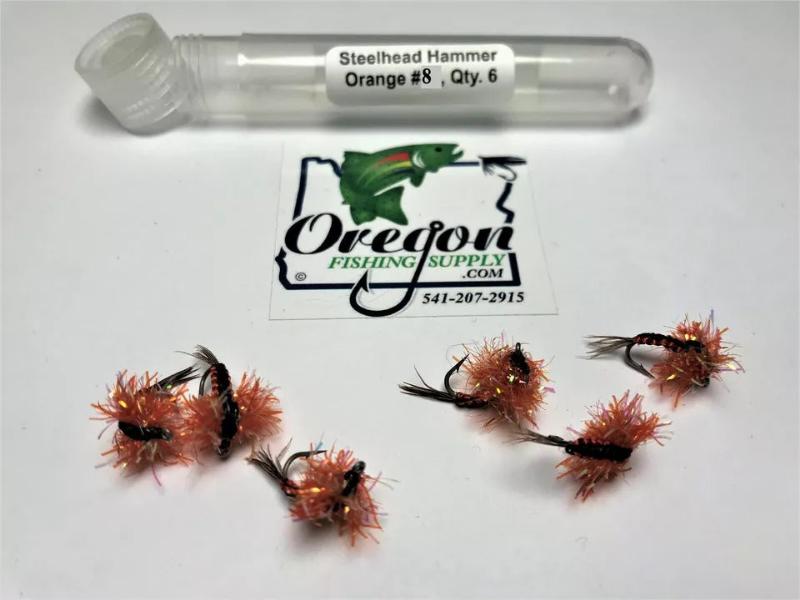 Steelhead Hammer Orange #8 and #10, 6 Flies in a protective tube, by OFS for Freshwater, Trout, Bass, Steelhead/Salmon