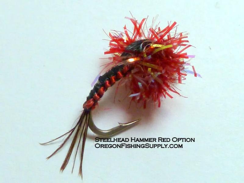 Steelhead Hammer Red #8 and #10, 6 Flies in a protective tube, by OFS for Freshwater, Trout, Bass, Steelhead/Salmon
