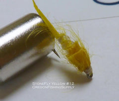 StoneFly Yellow Nymph Fly #12, 6 Flies in a protective tube, by OFS for Freshwater, Trout, Bass, Steelhead/Salmon