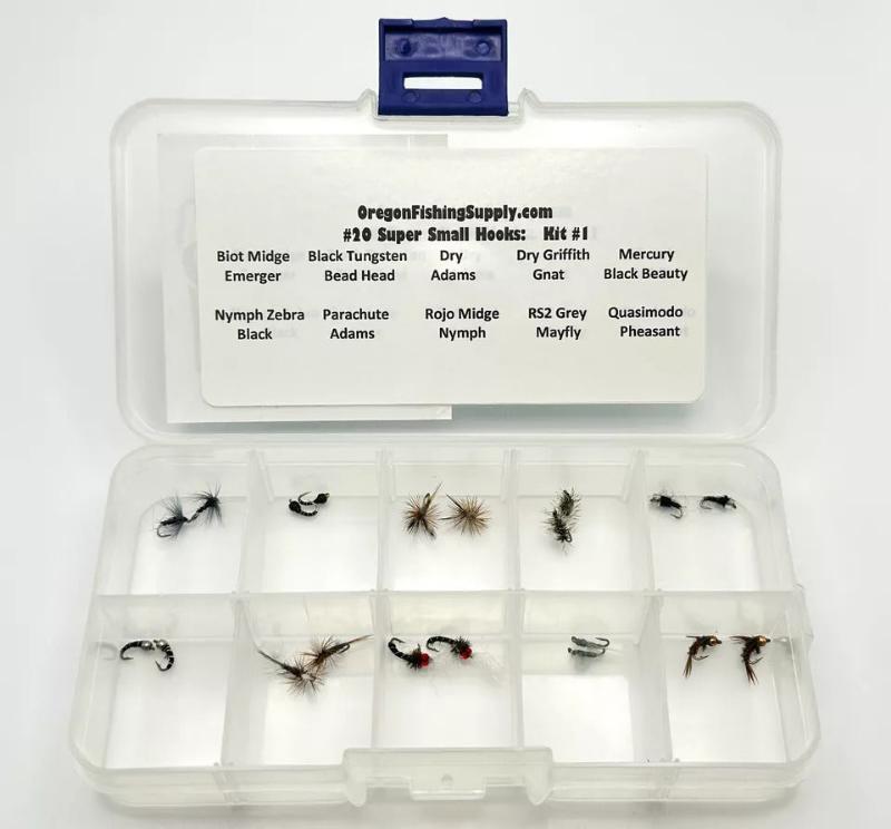 2 Kits SUPER small Micro Fly Size #20, #18 Hooks (40 fly Total) , various colors by OFS for Freshwater, Trout, Bass