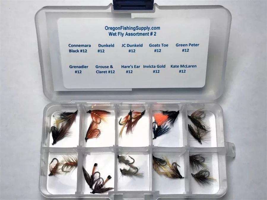 Wet Fly Collection – kit 2, 20 Flies in Organized Set by OFS for Freshwater, Trout, Bass, Steelhead/Salmon
