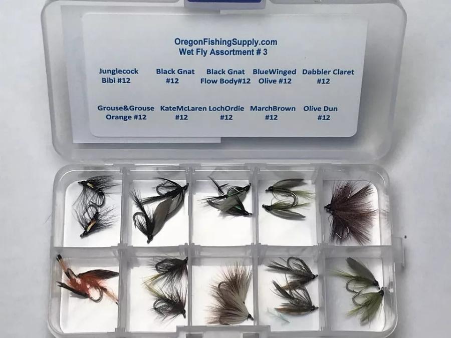 Wet Fly Collection – kit 3, 20 Flies in Organized Set by OFS for Freshwater, Trout, Bass, Steelhead/Salmon