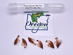 Fiery Brown Wet Fly, 6 Fly in a protective tube by OFS for Freshwater, Trout, Bass, Steelhead/Salmon.
